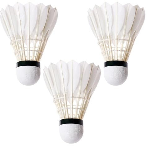 Paodduk 3 Stück Badminton-Federball Federbälle Badminton Federbälle Badminton Bälle Weiß Federbälle Badminton Ball Feder für Indoor Outdoor Sport
