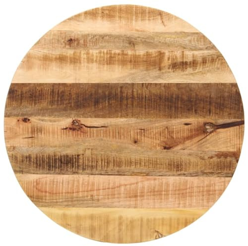 Homgoday Tischplatte, Ersatztischplatte, Holztischplatte, Ersatzplatte Holz Platte für Couchtisch Beistelltisch Esstisch Couchtischplatte Ø 80x1,5 cm Rund Raues Massives Mangoholz