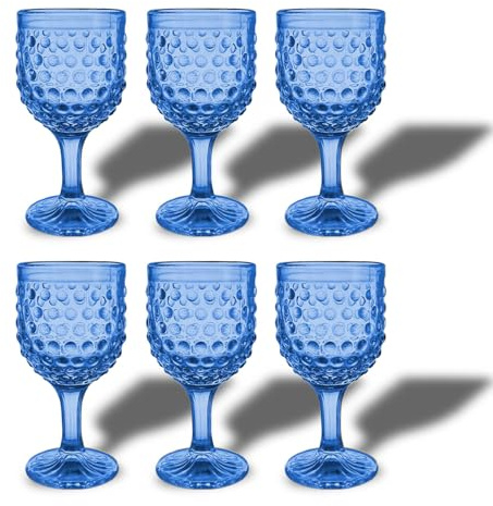 ARCA, Set 6 Calici in Vetro Colorato Cherry Blossom, Blu, 340 ml