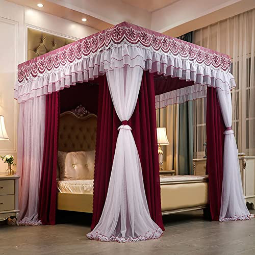 WMXZHJ Princess Mosquito, Princess Doppellagiger Verdunkelungshimmel-Bettvorhang für bodenstehendes Himmelbett, Queen-Size-Bett mit Rahmen