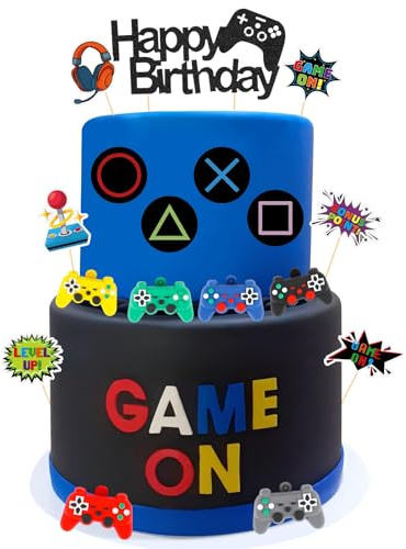 QZCPGP 17 Pcs Video Game Cake Topper Cake Decoration Game Theme Birthday Party Supplies