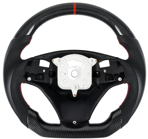 Acclcors Volante in fibra di carbonio realizzato a mano, a forma di D con fondo piatto, per BMW M Sport 1/3 Serie M3/E88 E90 E91 E92 E93 2005-2012