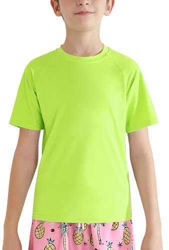 WISREMT Jungen Rash Guard Kurzarm Schwimmshirt UPF 50+ Sonnenschutz Jungen Badeanzug Bademode Schnell trocknende Sonne T Shirts Jugend Rashguard 5-12Y