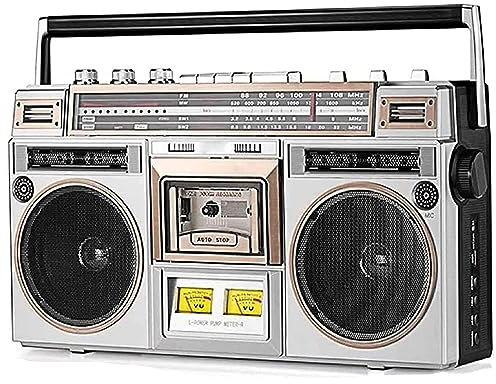 Boombox retro con Bluetooth, reproductor de CD, reproductor de cassette, radio FM/DAB+, grabación USB y grabadora de cassette – perfecto para reuniones familiares y viajes