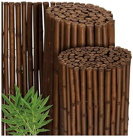 Mugar-Valla de Bambú Premium 2.50 m Marrón Oscuro,Cañas endurecidas decorativo exterior e interior. Resistente a la interperie, para cerramientos, cañizo (Marrón, Rollo 1,50x2,50 m)