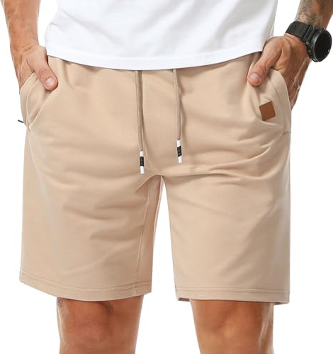 Suwangi Hombre Pantalones Cortos Bermudas Casual Bolsillos Cremallera