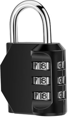 NAGE Schloss mit Zahlencode, Kofferschloss Zahlenschloss, Spindschloss, Zahlenschloss 3 Stellig, Kleines Schloss für Koffer, Rucksäcke, Gepäck, Sporttaschen und Aktentaschen (1 Stück, Schwarz)