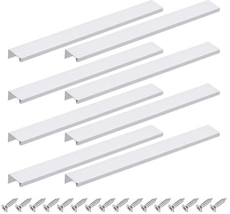 QUARKZMAN Tirador De Borde De Gabinete, 8 Piezas 300mm / 11.81 Pulgadas De Aleación De Aluminio Montaje Trasero Oculto Tiradores De Gabinete Empotrados Para Cajones De Cocina Hogar, Plateado