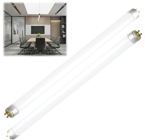 Pretify Paquete de 2 Tubos Fluorescentes T5 de 8W, 300mm, Blanco Frío 6500K, Casquillo G5, Lámpara CFL de Bajo Consumo, Luz de Emergencia para Cocina, Baño y Armario