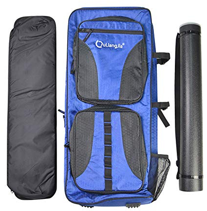 SHARROW Archery Backpack Takedown Recurve Bow Back Pack Carry Case Bag with Arrow Tube Quiver (Blue)