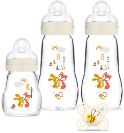 Coffret naissance biberons verre Lin - Mam