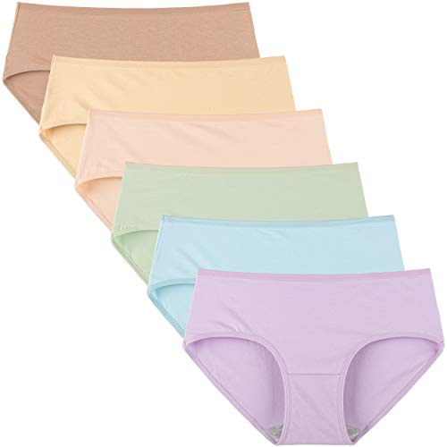 INNERSY Womens Underwear Cotton Hipster Panties Regular & Plus Size 6-Pack(X-Small,Bright Basics)