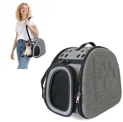 Sac de Transport pour Chat Cage Sac de Lapin Caisse Voyage pour Chat Chien Petit Transporteur de Chat Caisse de Transport pour Petits Animaux Respirable Démontable Lavable Pliable