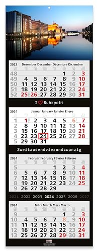 4-Monatskalender 2025 RUHRPOTT RUHRGEBIET - Wandkalender 33 x 90 cm Großformat - Bürokalender mit tollem Bildmotiv - Geschenk für Ruhrpott-Fans - Made in Germany by Geiger-Office