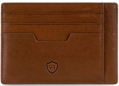 VON HEESEN Echtleder RFID Kartenetui aus Nappa-Leder - 9 Fächer - Querformat Kreditkartenetui für Damen & Herren (Cognac)