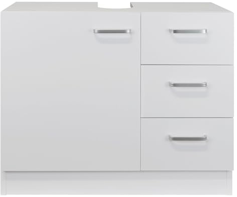 Waschbeckenunterschrank 'Knut' polarweiß matt mit 3 Schubladen, Waschtischunterschrank 63x30x54cm