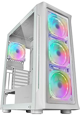 Mars Gaming MC-NEO Weiß, XXL E-ATX Gaming Tower, Gehärtetes Glas Seiten und Frontfenster, 4X ARGB 120mm Lüfter + 120mm Lüfter, CPU Freezer System