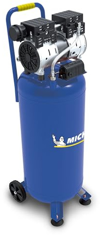 MICHELIN Compresseur d'Air Vertical Silencieux MVX 50/1, Compresseur d'Air Sans Huile, Pression Maximale 8 Bar, Puissance 1 CV, Réservoir 50 litres, Niveau Sonore 58 dB LpA