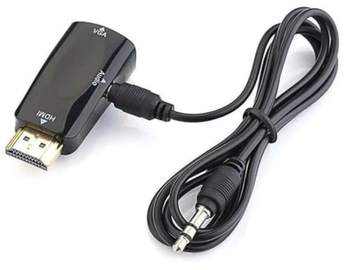 VGA TO HDMI Adapter, 1080p Gold Platted HDMI Male to VGA Female Adapter with 3.5mm Audio Jack Cable Compatible with Monitor, Laptop,Computer, Projector, HDTV, Chromebook and More