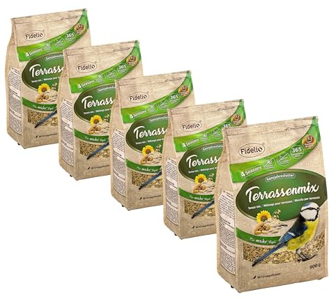 Fidelio Nourriture pour Oiseaux Sauvages, Toute l'année, Riche en protéines/Riche en énergie, Nourriture pour Oiseaux Sauvages, 5 x 900 g (4,5 kg)