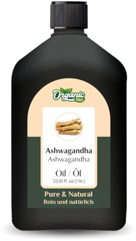 Ekologisk Zing Ashwagandha (Withania somnifera) olja | Ren och naturlig bärolja för skincare, hårvård och massage – 1 000 ml/33,8 fl oz