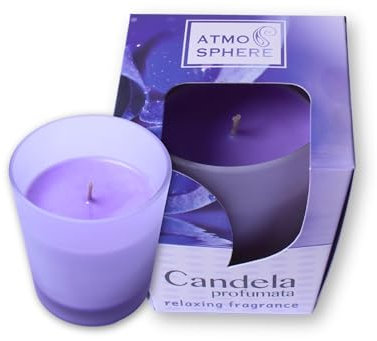 Atmosphere Chic Candela Profumata Lavanda, in Giara Piccola, Fino a 20 Ore di Durata, Fragranza Relax, Vetro Opaco