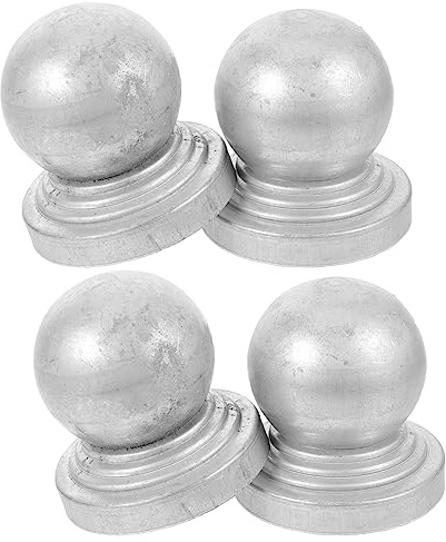 DIYEAH 4piezas Tapas Metálicas Para Postes De Valla Con Forma De Bola Protectores Resistentes Para Cercas De Jardín Cubre Pilares Decorativos Galvanizados