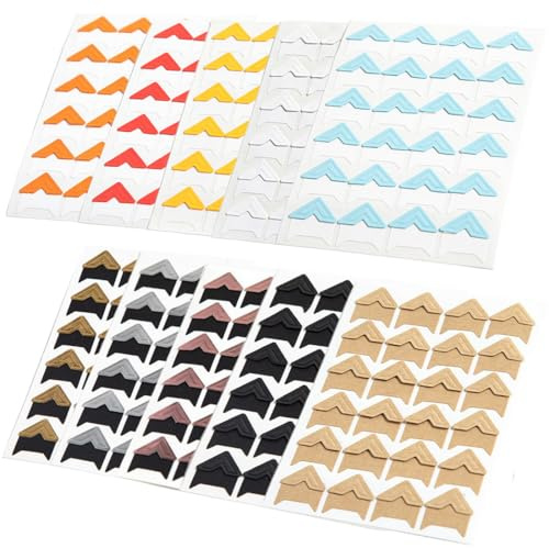 TEOZBLU 10 Feuilles Autocollants pour Coins de Photos Auto-Adhésif Créatifs, Coin Scrapbooking, Autocollants pour Montage de Photos, pour Scrapbooking, Album Photo, Bricolage
