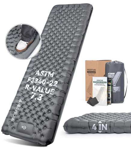 HIKENTURE 7.3 R-Value Sleeping Pad, 10cm Camping Mat with Foot Pump