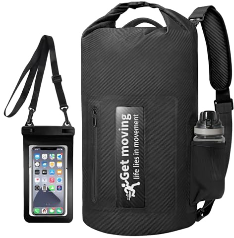 ENONEO Bolsa Estanca Impermeable 30L Dry Bag Ultraligera Espesado Bolsas Impermeables Mochila Estanca Portátil Bolsa Seca Ligeras Bolsas Estancas para Kayak Natación Pesca Rafting (Negro, 30L)
