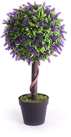 Best Artificial 2ft 60cm Lavender Flower Ball Topiary Tree Plant Garden Conservatory Indoor Outdoor (Purple)