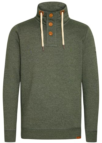 Solid TripTroyer Felpa Maglione Pullover da Uomo con Chiusura A Bottone, Taglia:M, Colore:Climb Ivy Melange (8785)