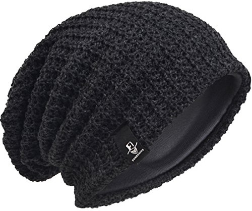 VECRY Bonnet Hiver Été Chapeau Tricoté Homme Rasta Slouchy Beanie Hats (Gris Foncé, Taille M)