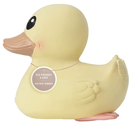 HEVEA Kawan Mini Rubber Duck - 100% Natural Rubber Baby Bath Toy - Planet Friendly, Perfect for Playing, Teething, and Bathing - Nastie Free Bath Toys - Eggnog Yellow