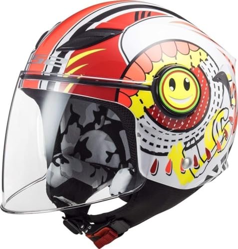LS2, Motorradhelm für Kinder Funny SLUCH Gloss Red White, S