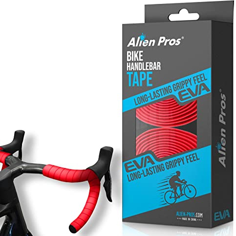 Alien Pros Ruban de Guidon de Vélo Matière EVA (Lot de 2) - Améliorez la Prise en Main de Votre Vélo Grâce à ce Ruban de Guidon de Vélo (Rouge)
