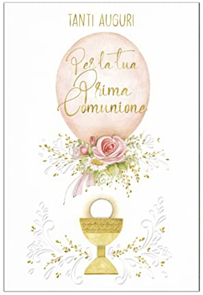 ARKRAFT tarjeta de comunión para niña con sobre para monedas, letras en oro 17 x 12 cm (Comunión, C08)