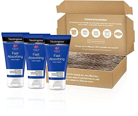 Neutrogena Norwegian Formula Fast-Absorbing Hand Cream (3x 75ml Bundle), Lightweight and Non-Greasy for Dry Hands, Nourishing Formula to Support Softer Skin, Suitable for Sensitive Skin