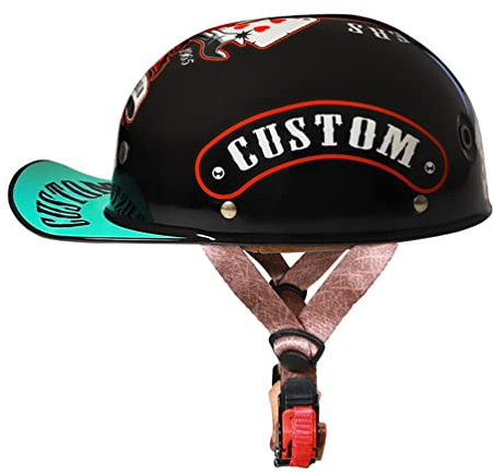 Smilfree Halbschalenhelm Mit ECE-Zulassung Vintage Motorradhelm Baseball Cap Cruiser Chopper Scooter Helm Herren Retro Motorrad Halbhelm Damen Mofa Helm