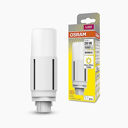 Osram DULUX LED D26 VT EM, G24D, 7,5W, 950lm, 3000K, warmweiße Lichtfarbe, für vertikale Applikationen geeignet dank Abstrahlwinkel von 300 Grad, extrem lange Lebensdauer, keine Aufwärmzeit