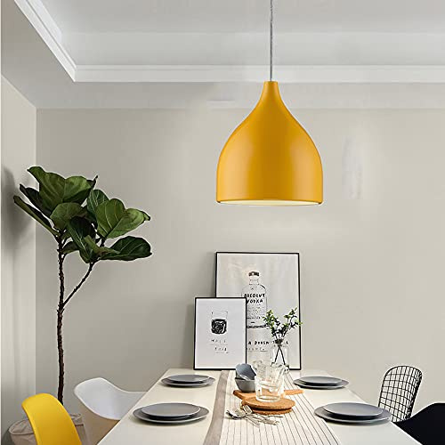 Chao Zan LED Deckenleuchte, Pendelleuchte, Hängelampe Aluminium, E27, Ø17cm, für Esstisch Küche,ohne Leuchtmittel (Gelb)