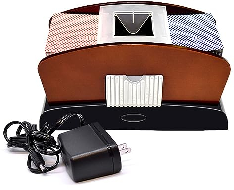 UZSPAC Mischmaschine Karten Elektrisch 2 Decks Kartenmischmaschine Batteriebetrieben für Familienparty, Poker/Blackjack/UNO/Texas Hold'em/Skat
