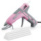 WORKPRO Heißklebepistole, 60/100 W Klebepistole mit 10 Heißklebesticks, Zwei Heizmodi, Schnelle Verklebung 9-12 g/min, 90s Schnellvorheizung, 3-Punkt-Halterung, für DIY und Reparaturen, Rosa&grau