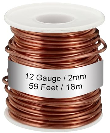 PATIKIL 99.9% Soft Copper Wire, 12 Gauge/2mm Diameter 59 Feet/18m 1.1 Pound Spool Pure Copper Wire for Jewelry Making Beading Garden Plants