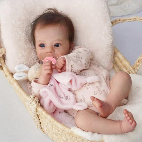 Anano Bébé Reborn Fille 48CM Poupée Reborn Réaliste Nouveau Silicone Reborn Bébé Poupée Fille Qui Ressemble A des Vrais Bébé Reborn en Silicone Fille Yeux Bleus