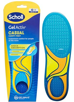 Scholl GelActiv Semelles intérieures décontractées pour femme - Pieds confortables toute la journée - Rembourrage en mousse à mémoire de forme et technologie GelWave - Taille 36-40