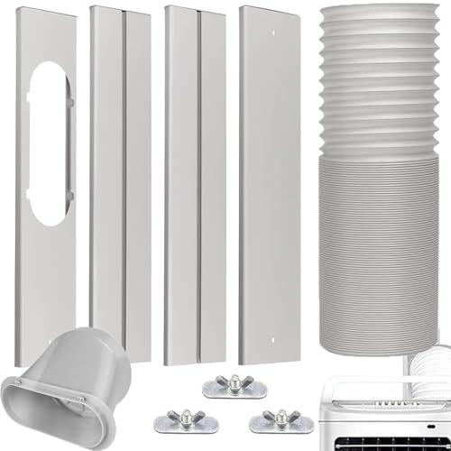 Nihoney Portable Air Conditioner Window Vent Kit with 5.9 Exhaust Hose Universal Portable AC Window Seal Kit Adjustable 59 Inch Length Exhaust Hose for Sliding Horizontal&Vertical Windows
