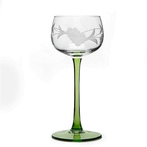 Boeckling - Lot DE 6 Verres A VIN D'ALSACE Tailles Pied Vert 4 GRAPPES - BOECKLING
