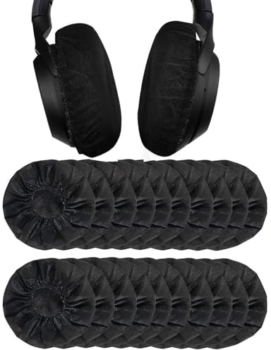 VBNZBK Lot de 100 Housses de Protection pour Casque, Respirantes, résistantes à la poussière, réutilisables, compatibles avec la Plupart des écouteurs Intra-Auriculaires, Noires