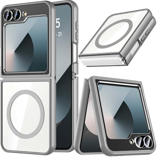 OWKEY für Samsung Galaxy Z Flip 7 FE/Z Flip 6 Hülle, Magnetisch Handyhülle kompatibel mit Magsafe, Kratzfeste Slim Dünne Schutzhülle Case Bumper (Grau)